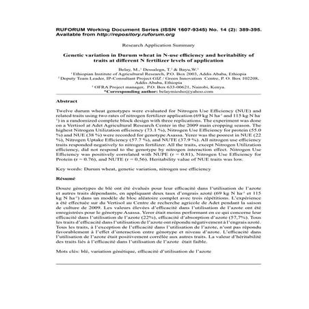 Breeding for nitrogen use efficiency in cereals | PPTX