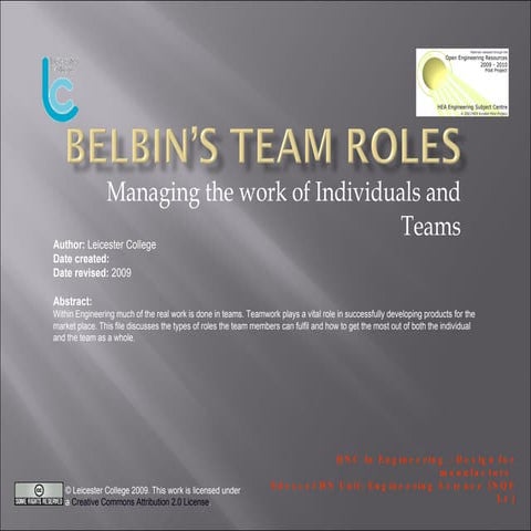 Belbin & Woodcocks Analysis Of Team Development