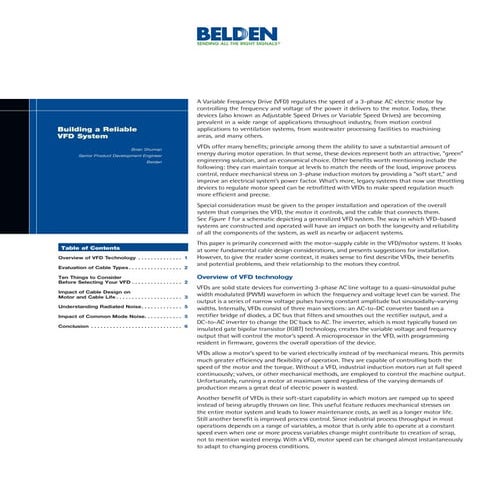 Belden Variable Frequency Drive (VFD) White Paper