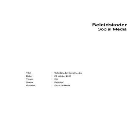 Beleidskader social media