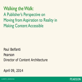 Walking the Walk: A Publisher’s Per...