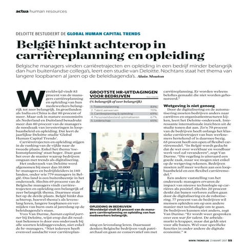 Belgie hinkt achterop in carrièreplanning en opleiding