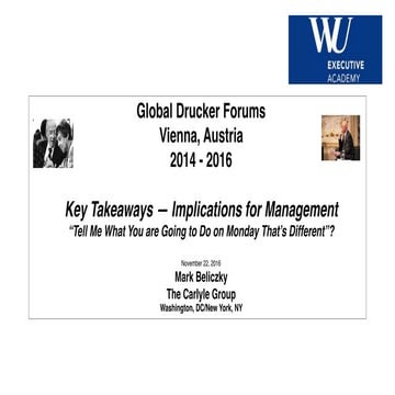 Peter Drucker Global Forums: Lessons Learned