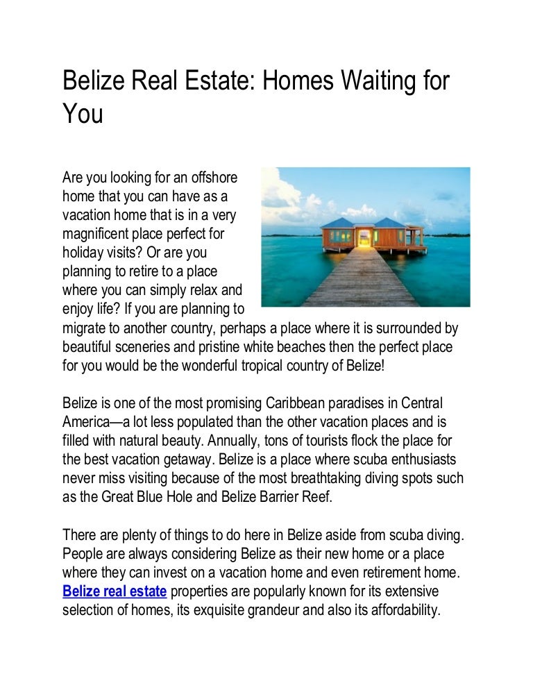 Belize Real Estate Homes Waiting For You