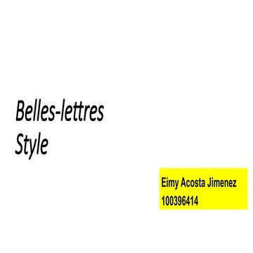 Belles-lettres., English stylistic presentation pptx | PPTX