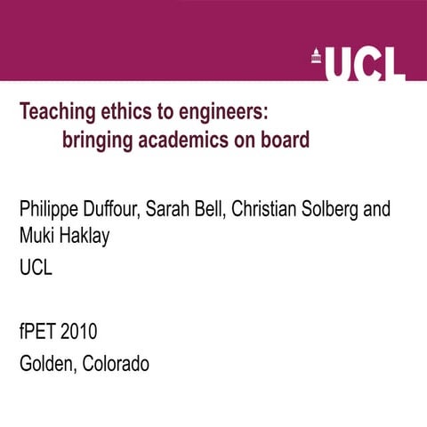 Teaching ethics to engineers: Bringing academics on board