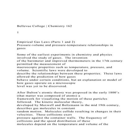Bellevue College  Chemistry 162 1  Empirical Gas La.docx