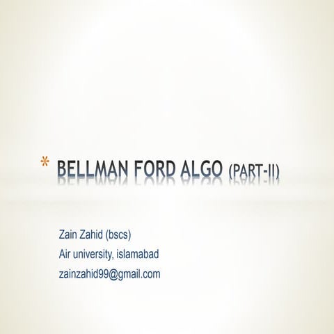 Bellman ford (part-ii)
