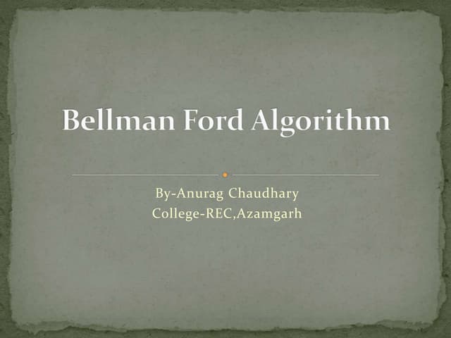 Bellman ford algorithm