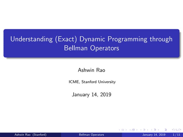 Understanding Dynamic Programming through Bellman Operators