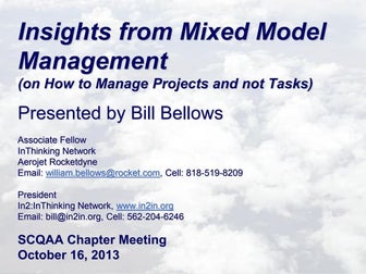 Mixed Model Management:Manage Projects and Not Tasks