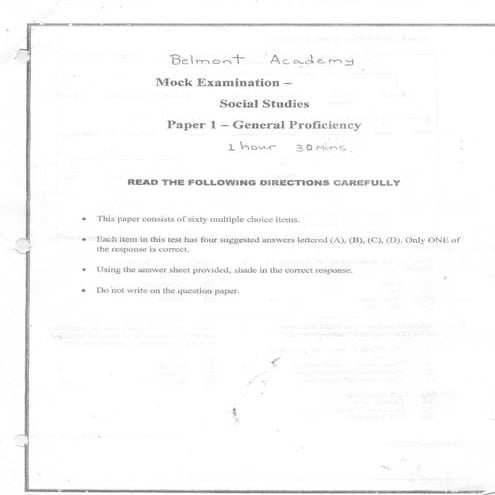 CSEC Social Studies Paper 1