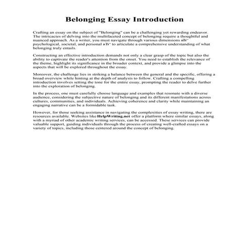 Belonging Essay Introduction. Rosemont College