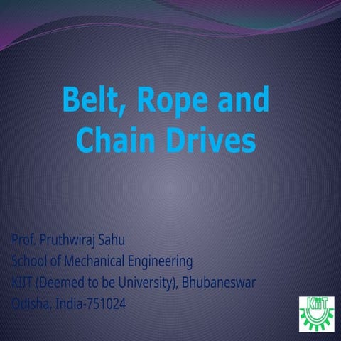 Belt Drive, Rope and Chain Drives, Slip, Velocity Ratio, Belt tension ...