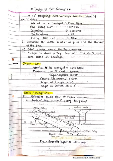 Design of Belt Conveyors Problem No.2
