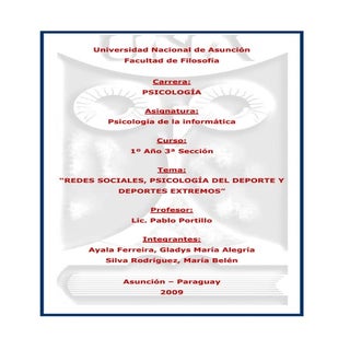 Trabajo sobre Redes sociales, Psico...