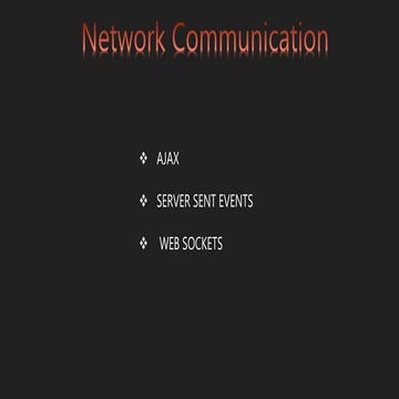 Network Communications AJAX SERVER SENT EVENTS WEB SOCKETS