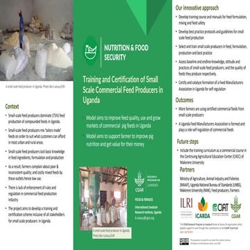 Training and certification of small scale commercial feed producers in Uganda