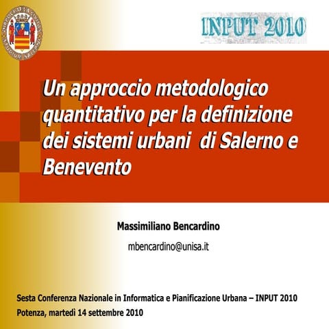 Un approccio metodologico quantitativo per la definizione dei sistemi urbani ...