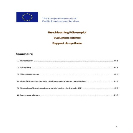 Benchlearning européen Pôle emploi 