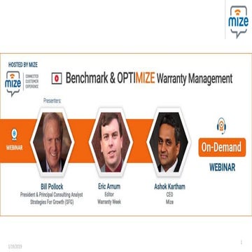 Benchmark and Optimize Warranty Management by Mize