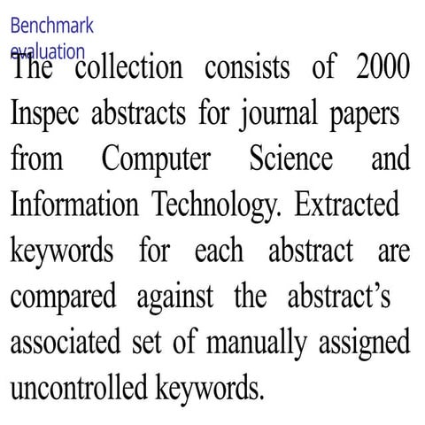Benchmark evaluation, Stoplist Generation.pptx