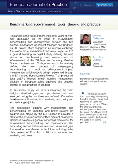 Benchmarking eGovernment: tools, theory, and practice