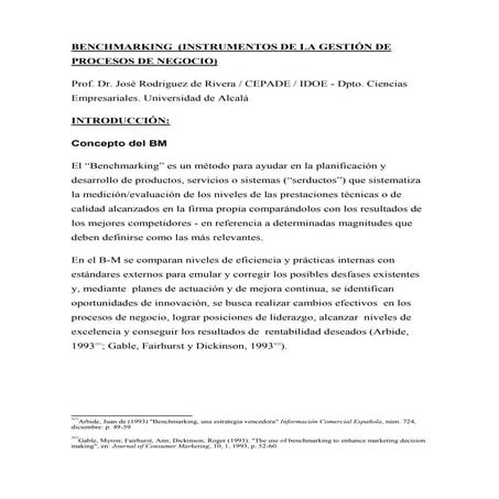 Benchmarking instrumentos de la gestion de procesos de negocio