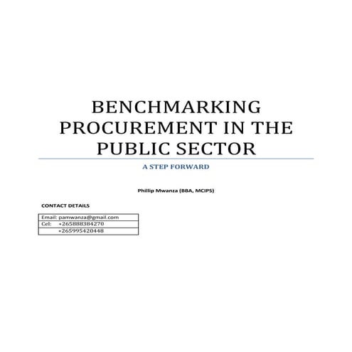 Benchmarking in the public sector