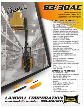 Bendi VNA Model B3-30AC Brochure Maximize Your Space Utilization