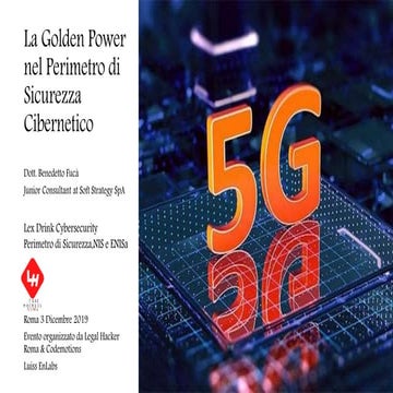 Benedetto Fucà - La Golden Power nel Perimetro di Sicurezza Cibernetico