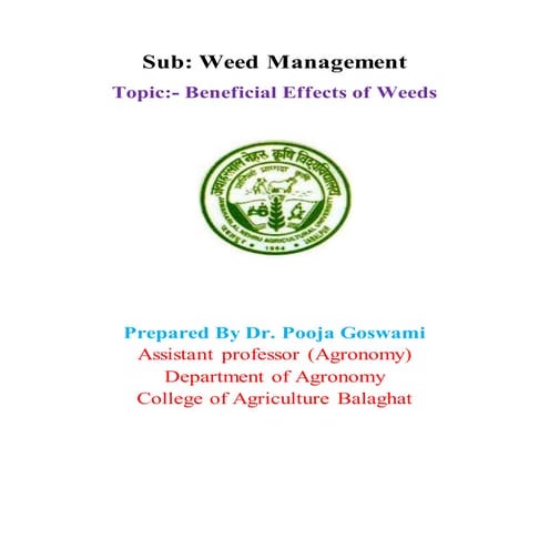 Beneficial effects of weeds