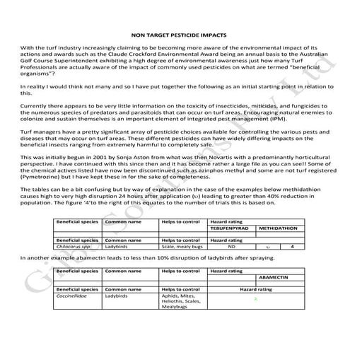 Non target pesticide impacts | PDF