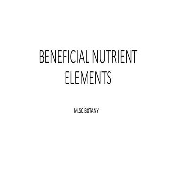 Beneficial nutrient elements (Plant Physiology)