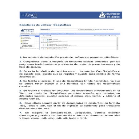 Beneficios de google docs