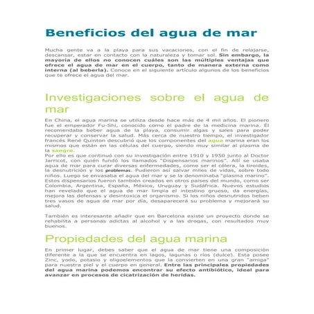 Beneficios del agua de mar | PDF