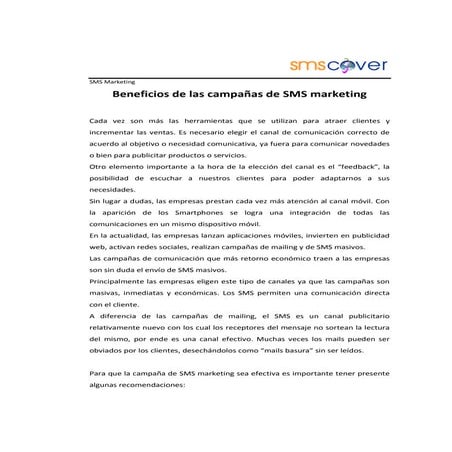 Beneficios de las campañas de sms marketing