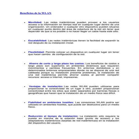 Beneficios de la wlan