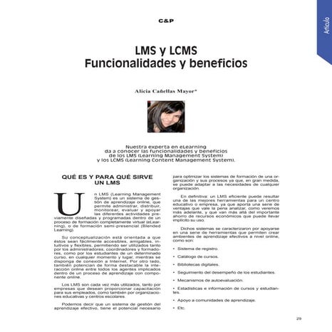 LMS y LCMS. Funcionalidades y beneficios.