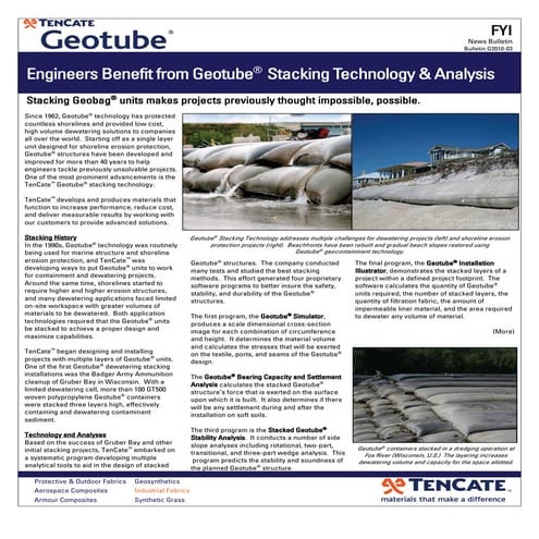 Benefit from geotube stacking technology & analysis