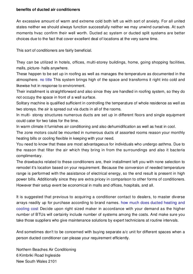 ducted heating and cooling cost