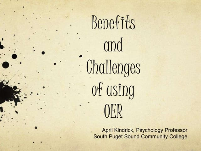 Benefits and challenges of using oer