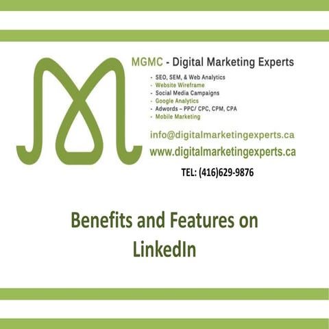 Benefits and Features on linkedIn