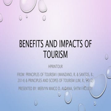 Benefits and impacts of tourism
