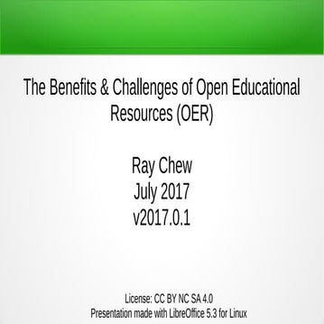 Benefits and Challenges of Using Open Educational Resources | PPTX
