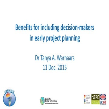 Benefits for including decision makers in early project planning cop21 ...