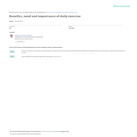 Benefitsneedandimportanceofdailyexercise