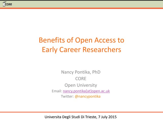 Benefits of Open Access to Early Career Researchers 