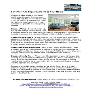 Benefits of Adding a Sunroom to You...