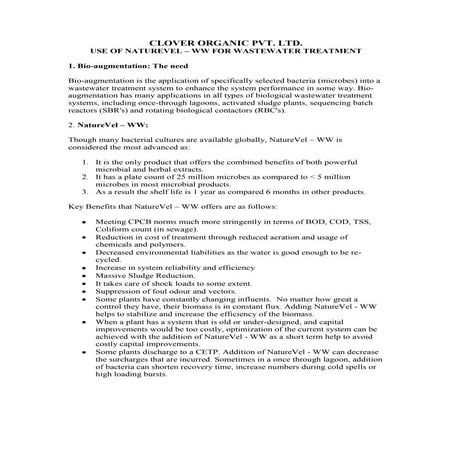 Benefits of bioaugmentation